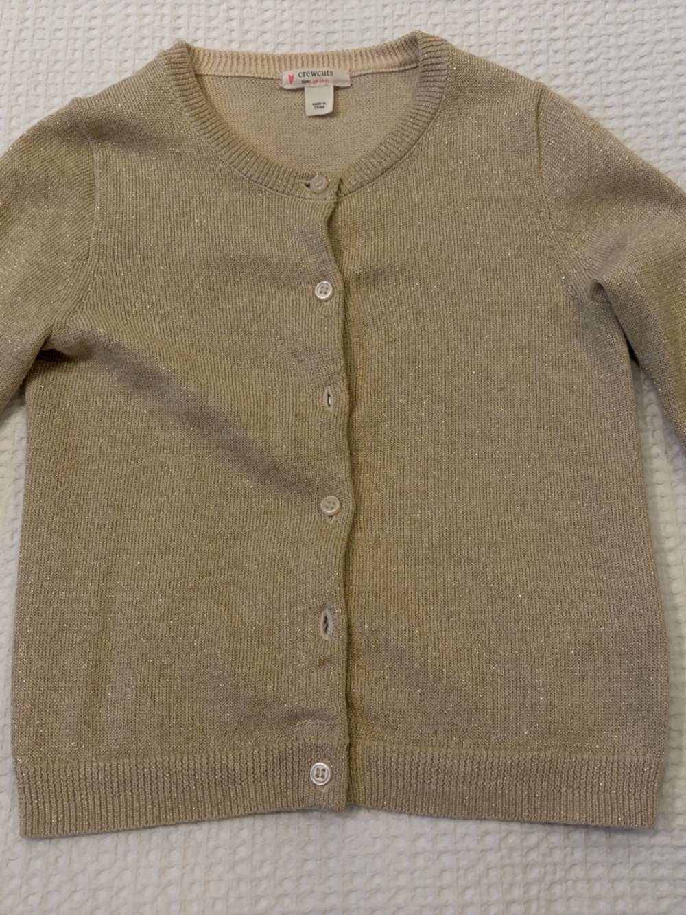 Crewcuts Metallic Beige Knit Cardigan